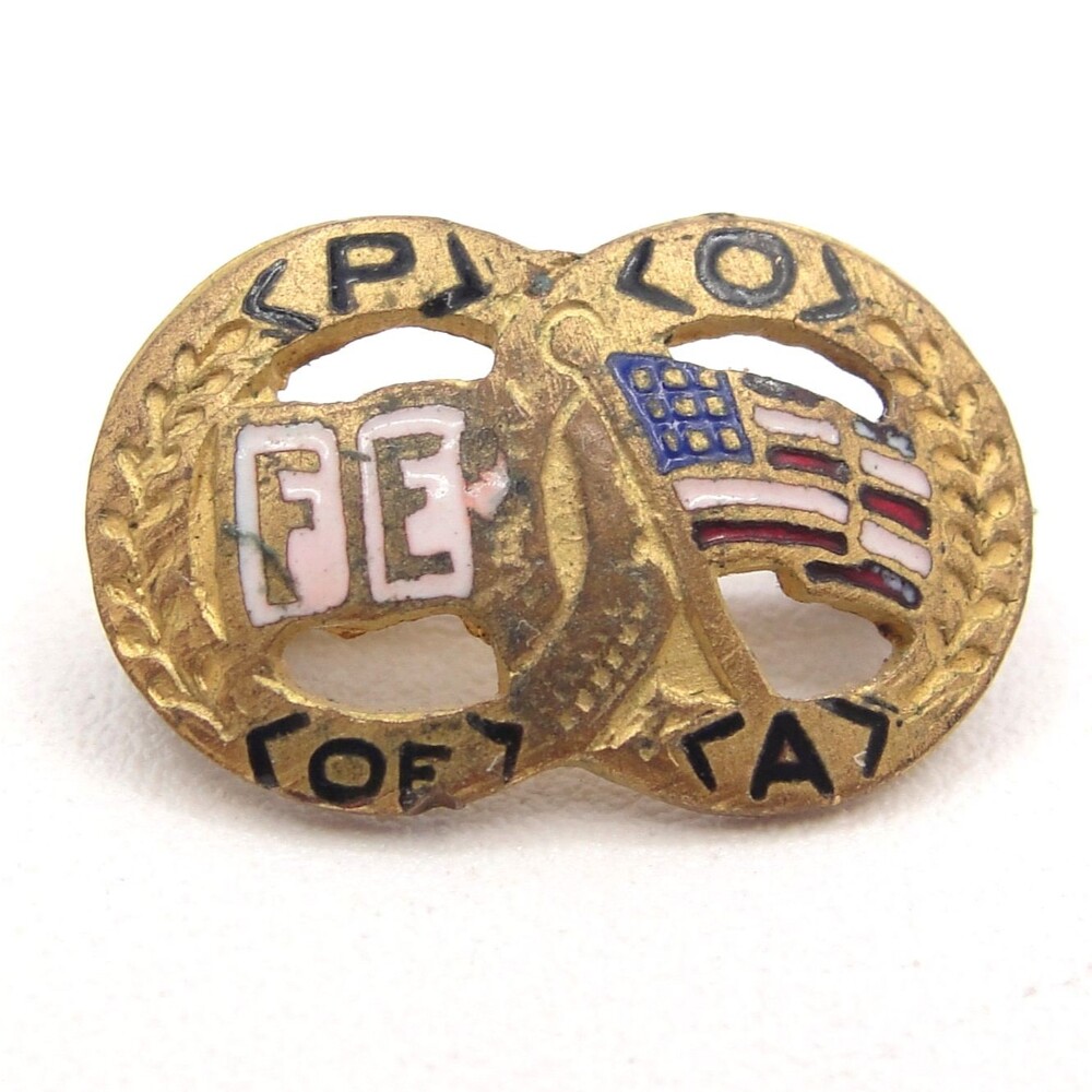 Vintage Patriotic Order of America PO of A Lapel Pin Badge Keystone Badge Co